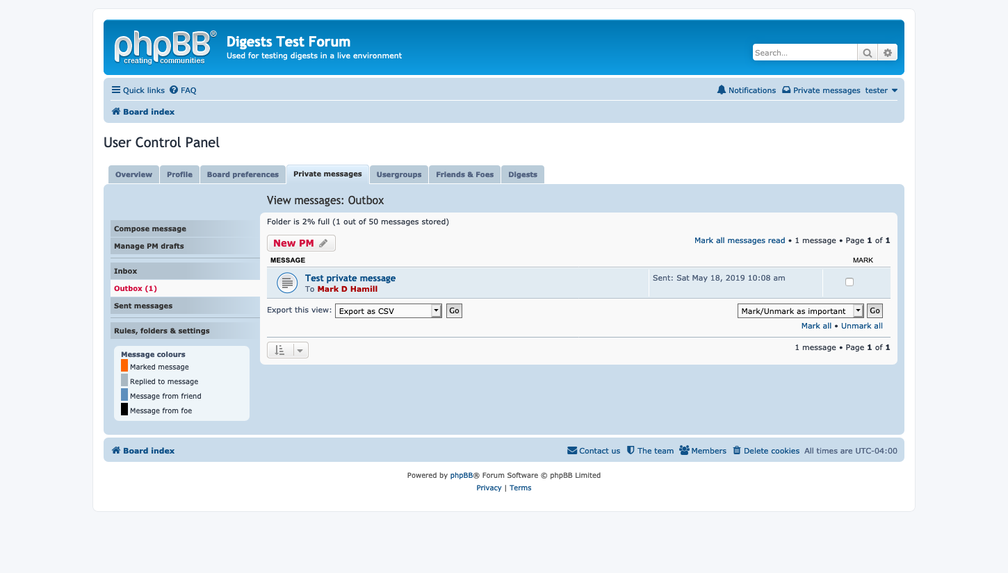 PHPBB форум. Картинки PHPBB. Private message. Test message.