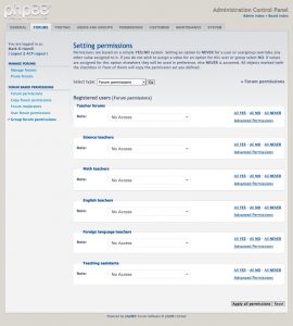 Assigning roles to forums